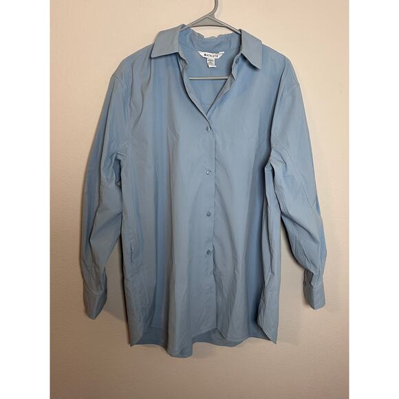 Athleta womens medium blue button down Midday Relaxed Poplin Shirt - Picture 2 of 7
